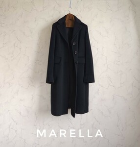 超高級 美品 Maxmara 一級品イタリア製モダンチェスターコート MARELLA 人気ブラックカラー シンプルデザイン マレーラ マックスマーラ