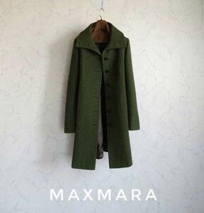 超高級 極美品 希少 Maxmara 一級品モダンコート 最高級生地 カーキ系カラー マックスマーラ weekend おしゃれブランドロゴ入り裏地