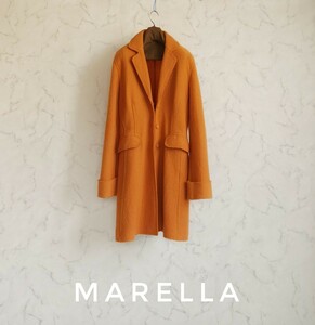 超高級 希少 Maxmara 憧れの一級品ダブルフェイスコート マックスマーラ MARELLA マレーラ 1枚仕立て オシャレオレンジ系カラー 