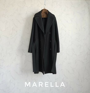 超高級 美品 Maxmara 一級品イタリア製憧れのベルテッドコート 肉厚最高級生地 MARELLA マレーラ マックスマーラ めちゃ可愛オーバーサイズ