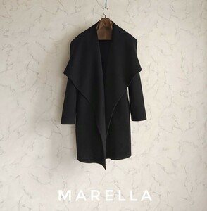 超高級 希少 Maxmara 憧れの一級品ダブルフェイスガウンコート マックスマーラ MARELLA マレーラ 1枚仕立て おしゃれブラックカラー 