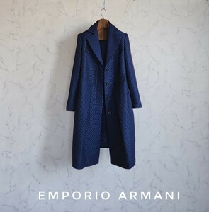 超高級 極美品 一級品イタリア製モダンチェスターコート EMPORIO ARMANI エンポリオアルマーニ ランウェイスタイル セレブ御用達