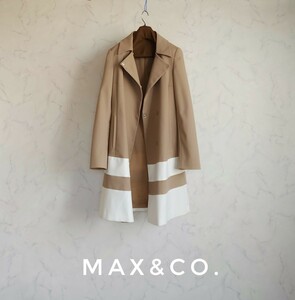 超高級 極美品 Maxmara おしゃれモダンコート ボーダーデザイン max&co. マックスマーラ マックスアンドコー 大人気ベージュ系カラー