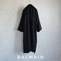 超高級 極美品 希少 Balmain 憧れのカシミヤ100%コート 着物風デザイン 抜群の高級感 バルマン ブラックカラー _画像8