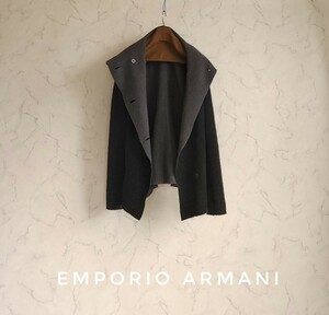超高級 希少 一級品ダブルフェイスコート フーデッドデザイン EMPORIO ARMANI エンポリオアルマーニ 大人気ツートンカラー 