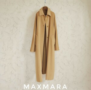 超高級 Maxmara 憧れの大人気セレブ御用達ロングキャメルコート 一級品イタリア製 おしゃれオーバーサイズデザイン マックスマーラ 