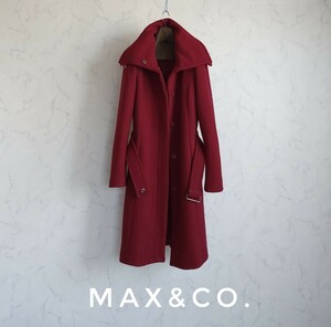 超高級 希少 Maxmara 憧れの豪華ベルテッドコート おしゃれモダンスタイル max&co. マックスマーラ マックスアンドコー 赤系カラー