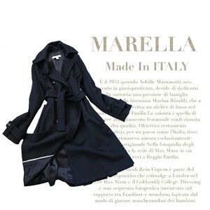 超高級 極美品 希少 Maxmara 憧れの 一級品イタリア製ベルデッドコート MARELLA 大人気ブラックカラー マレーラ マックスマーラ