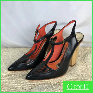  beautiful goods *COACH* size 37 (23.5cm corresponding )jo Anna Coach sandals tea n key heel lady's black black leather high heel H025