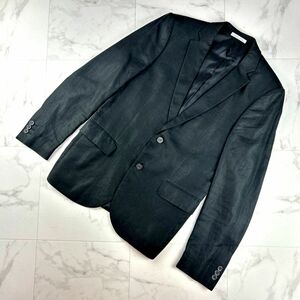 美品 ZARA MAN ザラ リネン100% テーラードジャケット 総裏 メンズ 黒 ブラック サイズ38*IC1101