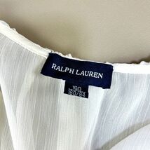 美品 RALPH LAUREN ラルフローレン 前開きシアーフリルブラウス ノースリーブトップス レディース アイボリー サイズ160*IC1131_画像5