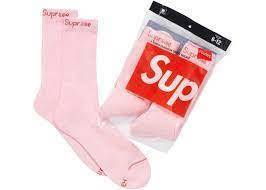 Supreme Hanes Crew Socks (4 Pack)シュプリームヘインズクルーソックス靴下ピンクPink4枚セット未開封