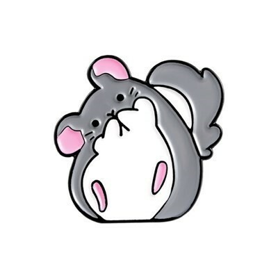 ブローチ チンチラ ノーブランド ネズミ エナメル ピン かわいい 漫画 動物 ジュエリー ラペル 鼠 ラット レディース メンズ #C895-10