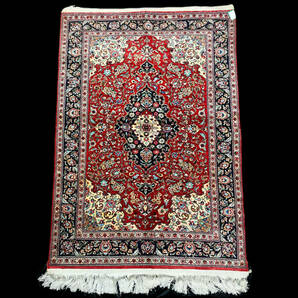 ◆雅◆ ペルシャ絨毯 ペルシャ シルク イラン クム産 147×104cm 81万ノット / HK.23.11 [C30]KMの画像1