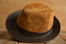 本革 レザー 中折れハット ハット FEDORA HAT 帽子 メンズ フェドラハット 7998481 ブラウンスエード 新品 1円 スタート_画像6