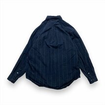 トミーヒルフィガー シャツ 長袖 ネイビー TOMMY HILFIGER 古着 メンズ L ストライプ 胸ポケット フラップポケット_画像3