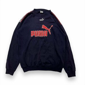 プーマ スウェット ネイビー PUMA 古着 メンズ L プリントロゴ