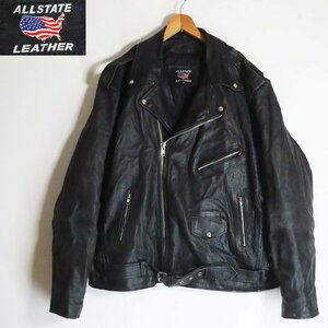 C6S/s3.22-4　ALLSTATE LEATHER　ダブルライダース　本革　レザージャケット　サイドレースアップ　革ジャン　皮ジャン　58　ブラック