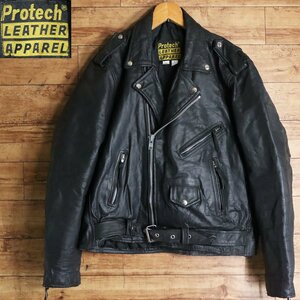 \3T/s7.10-1　Protech LEATJER APPAREL　ダブルライダース　本革　レザージャケット　Lサイズ　メンズ　皮ジャン　革ジャン