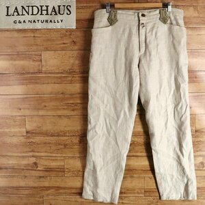 G7T/R12.11-3　　ドイツ　LANDHAUS　リネン　チロリアンパンツ　サイズF-52C　OPTIジッパー　メンズ　麻　ユーロ古着