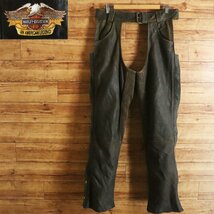 B4S/Y6.14-3　Harley Davidson　ハーレーダビッドソン　本革　レザーチャップス　レザーパンツ　革パンツ　皮パンツ　M　W80~96　ブラウン_画像1