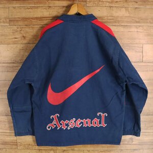 L1J/K6.19-4　90s　ヴィンテージ　NIKE　ナイキ　Arsenal　アーセナル　プルオーバー　コットンシャツ　刺繍　バックプリント　ユーロ古着