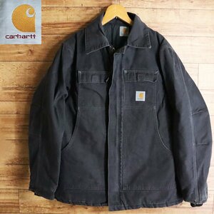 K1J/s6.19-8　Carhartt　カーハート　ダック地　トラディショナルコート　ワークジャケット　中綿　メンズ　ブラック　アメリカ古着