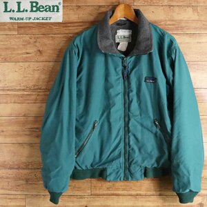 L4J/R12.20-4　80s　L.L.Bean　エルエルビーン　ウォームアップジャケット　ナイロン フリース　ブルゾン　アウトドア　エメラルドグリーン