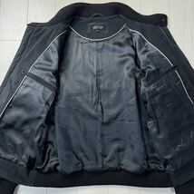 美品/48 L相当★ランバン/LANVIN COLLECTION 袖ニット ローゲージ編み フェイクレザー 異素材切替 コンビジャケット ブルゾン メンズ 黒_画像6