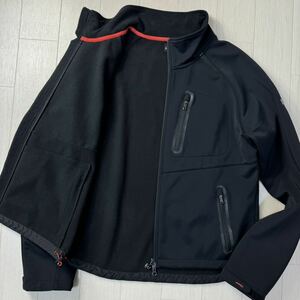 美品/XXLサイズ★アルマーニ/EMPORIO ARMANI 裏起毛 フリース ナイロン ジャケット ジャージ ブルゾン ストレッチ 伸縮性 メンズ 黒