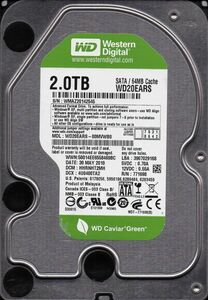 WesternDigital WD20EARS-00MVWB0 2.0TB SATA 5400rpm 2060-771698-002 REV P1