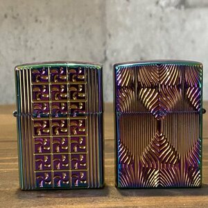 [2 piece set ] new goods * maziora design oil lighter ZIPPO type * sculpture design Rainbow collection collector present 