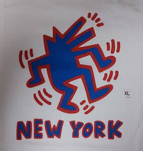 2017 アート UNIQLO×Keith Haring コラボ SPRZ NY グラフィックT 丸首 長袖 白 前プリント『立ち犬』XL・身幅約59cm※未使用品/タグ付き