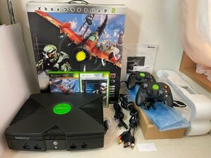 動作確認済　箱説明書、一部内箱付属ソフト付き　マイクロソフト　初代　XBOX　本体　XBOXプラチナパック