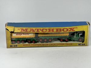 (s342) MATCHBOX K-16 DODGE TRACTOR WITH TWIN TIPPER TRAIN KING SIZE マッチボックス ミニカー 当時物