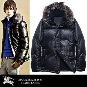 バーバリーブラックレーベル シャドーチェック FOXファー ダブルZIPダウンジャケット　M(2）ブルゾンBURBERRY BLACK LABEL 生産終了激レア