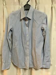 【UNIQLO/ユニクロ】長袖ストライプ柄シャツ/M★ブルー系★レディース★USED