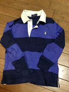 良品【POLO RALPH LAUREN】長袖ラガーシャツ／4/4T(100cm)★ポロ ラルフローレン★ネイビー★子供,キッズ,男の子★USED