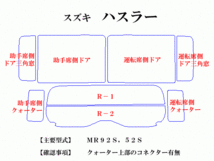 【在庫処分セール】ハスラー MR92S，52S　パステルウィンドウフィルム　ブルー　イエロー　ピンク　ミラー系カット済みカーフィルム_画像2