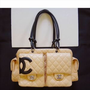 CHANEL シャネル カンボンライン ショルダーバッグ マルチポケット レザー ベージュ レディース 鞄 かばん カバン中古