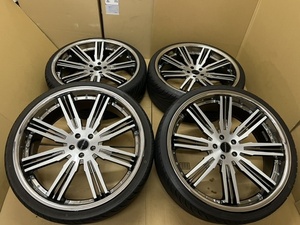 中古ホイール付タイヤ　4本セット ROJAM 24×9JJ+35 PCD114.3 ハブ-73 255/30/24 NANKANG 2021(ほぼ新品タイヤ ROJAM 