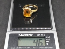 K18 18金 YG オレンジ 石 デザイン リング 指輪 イエローゴールド 4.6g #13 店舗受取可_画像5