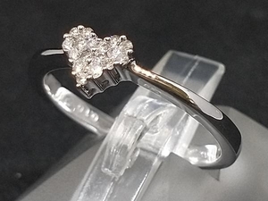 K18 18金 WG ハート デザイン リング 指輪 ダイヤモンド ホワイトゴールド D0.10ct 2.5g #12 店舗受取可