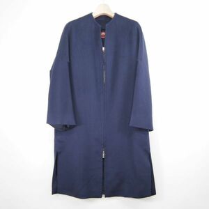 イタリア製 マックスマーラ ステュディオ Max Mara STUDIO ノーカラー ジップウールコート(40)ネイビー