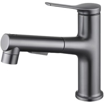 (A) 洗面蛇口 噴水機能付き グレ ーシングルレバー 混合栓　キッチン用水栓 　引出し式_画像1