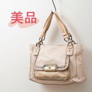 【美品】COACH(コーチ)クリスティン スペクテーターレザー トートバッグ ベージュ 16810 中古 used レディース