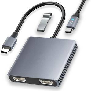 USB C HDMI 変換アダプター Aibilangose デュアル HDMI Type-C マルチディスプレイアダプタ 3画面 拡張/複製 【2つのHDMI+USB3.0+PD充電】