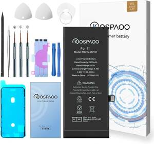 KOSPAOO for iPhone 11 バッテリー 互換 大容量3500mAh 3.83V 12.5%増量 日本語説明書 PSE認証 対応A2111/ A2221/A2223機種【工具付】