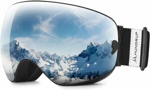 [HUNDRUP] スキーゴーグル スノーゴーグル【3層スポンジ アジア人専用】 曇り止め 両層レンズ メガネ対応 180°広視野 UV紫外線カット