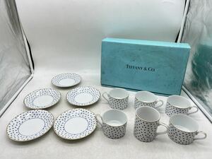 【1円スタート】③ Tiffany & Co. ダンシングＴ カップ＆ソーサー 11点セット 皿 箱付き スープ ティーカップ ティファニー DM1227N